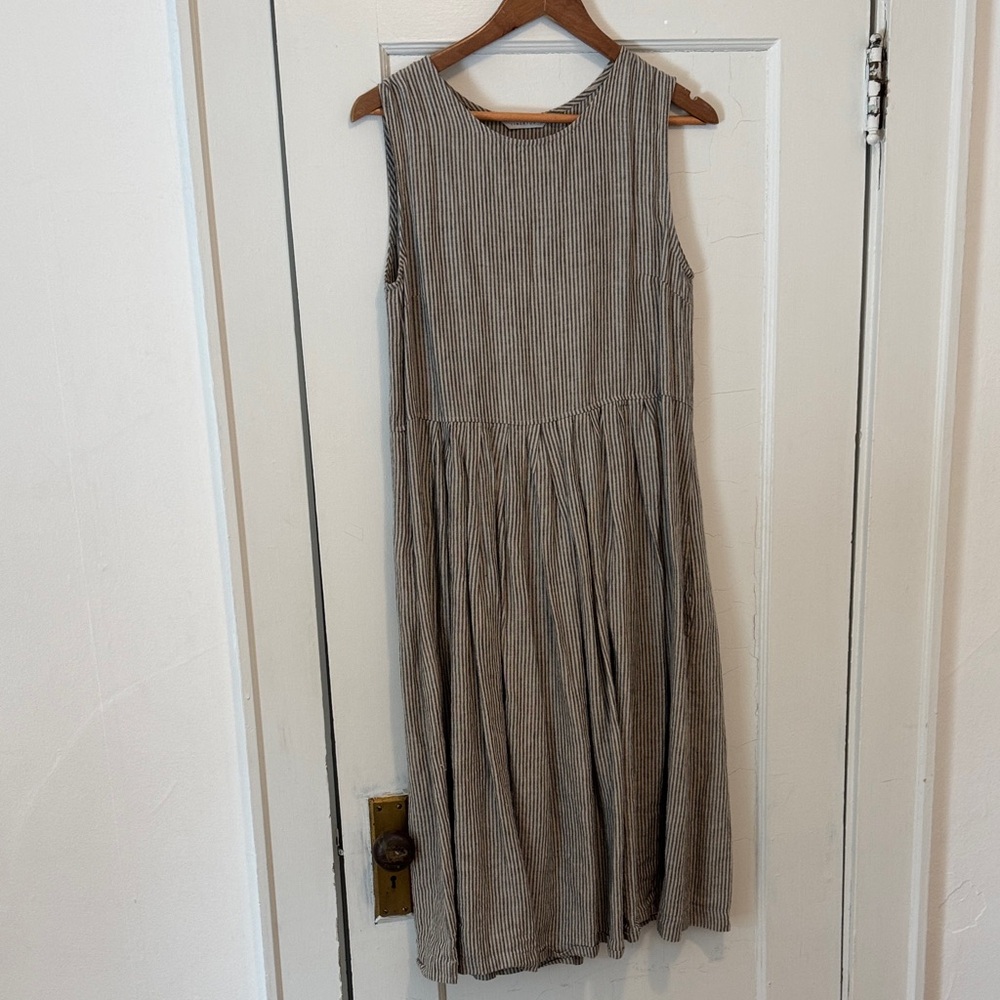 Linenfox beautiful soft striped 100% linen dress